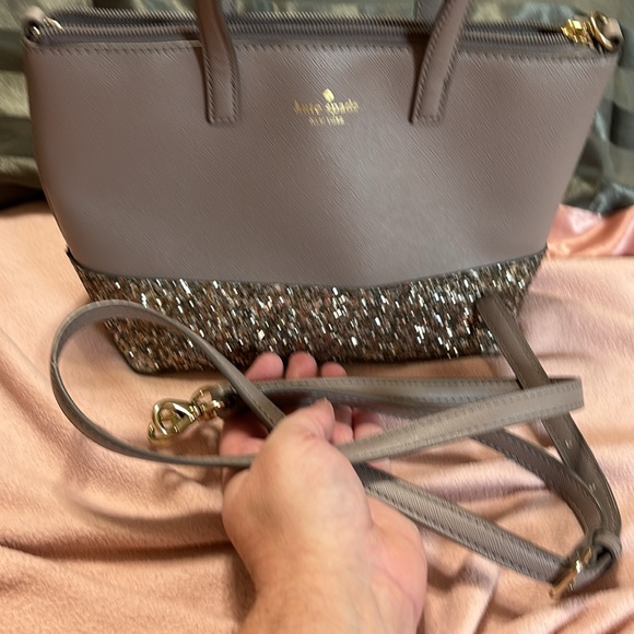 Kate Spade Ina Greta Court Cityscape Satchel Crossbody in Grey/ Glitter - Picture 11 of 11